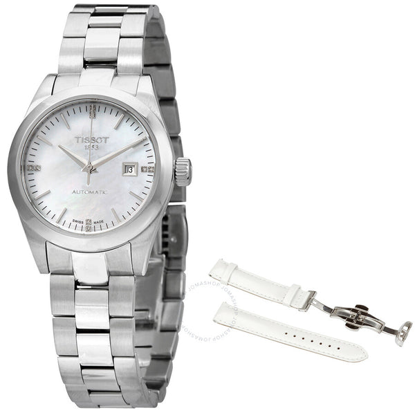 Tissot Automatic Diamond White Mother of Pearl Dial Ladies Watch T132.007.11.116.00 - The Watches Men & Co