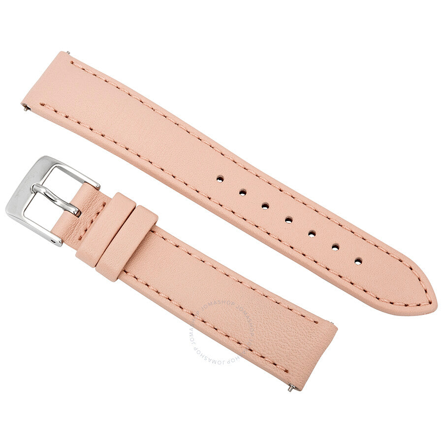 Interchangeable pink leather straps for Tissot Bella Ora with silver buckle