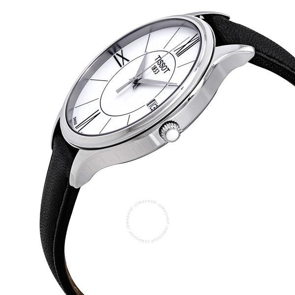 Tissot Bella Ora White Dial Black Leather Ladies Watch T1032101601800 - The Watches Men & Co #2