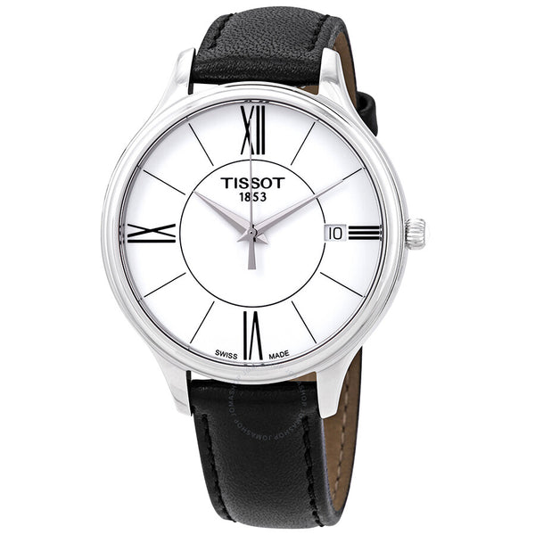 Tissot Bella Ora White Dial Black Leather Ladies Watch T1032101601800 - The Watches Men & Co