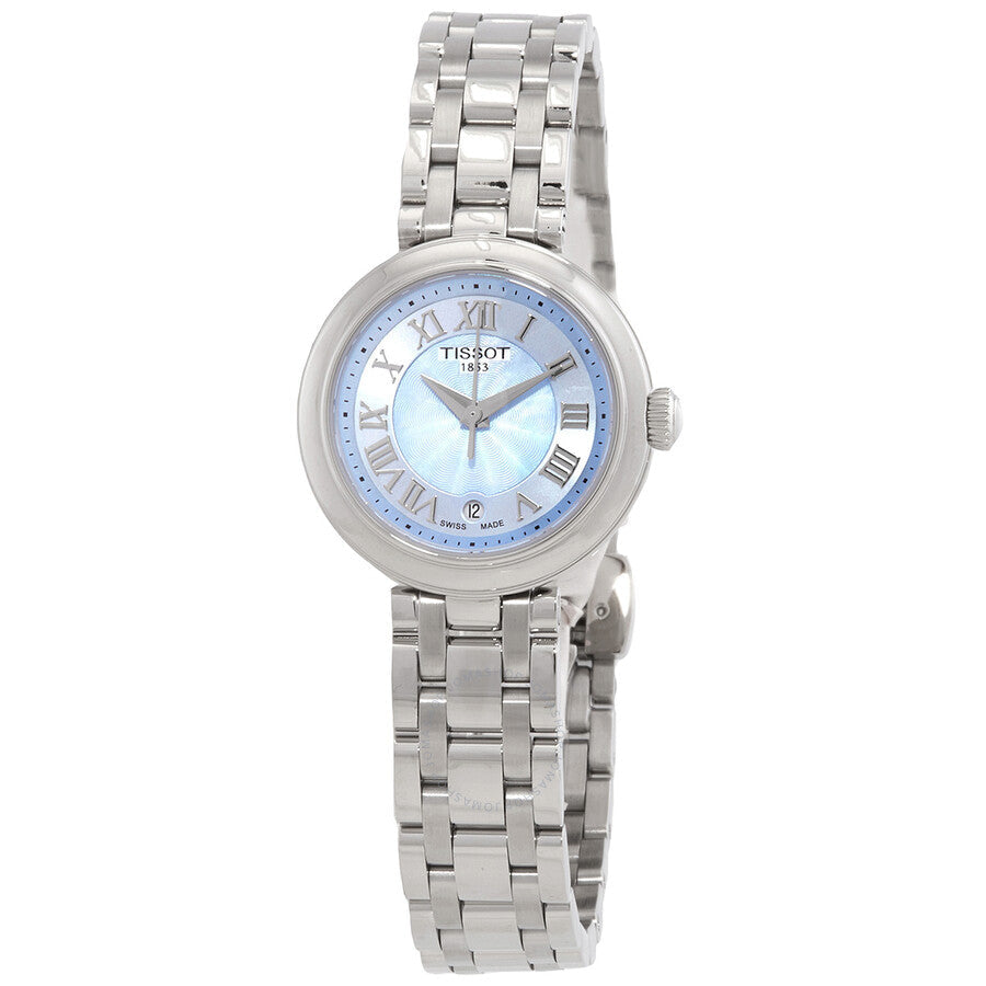 Tissot Bellissima Small Lady watch with blue mother of pearl dial and stainless steel bracelet