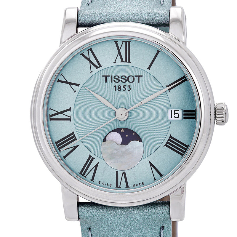 Tissot Carson Moon Phase Quartz Light Blue Dial Ladies Watch T122.223.16.353.00 - The Watches Men & Co #4