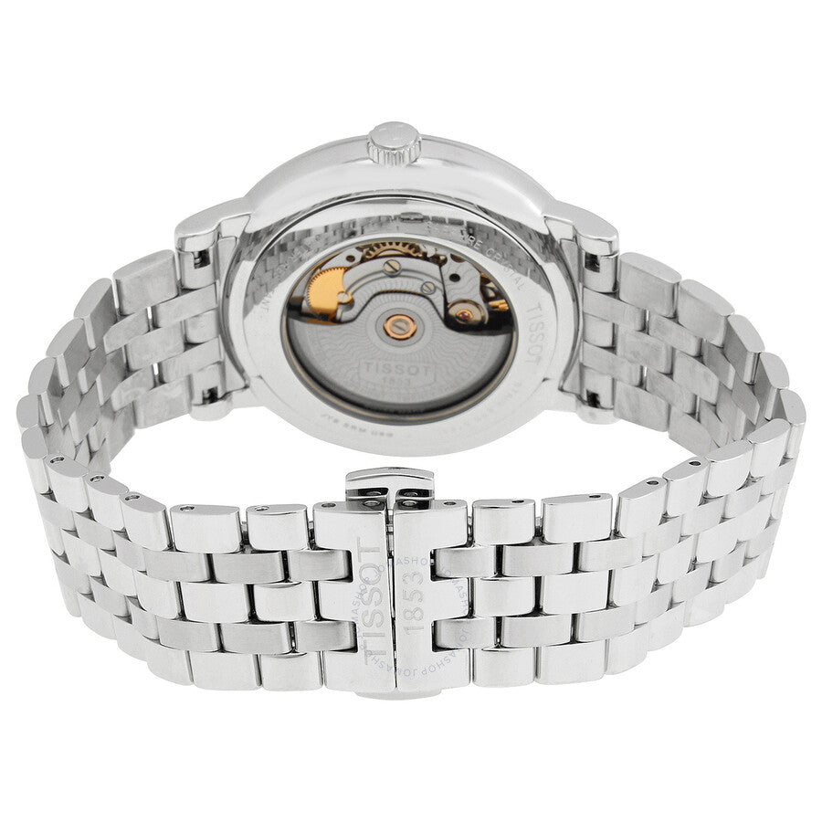 Tissue Carson Powermatic 80 caseback showing automatic movement rotor through sapphire crystal