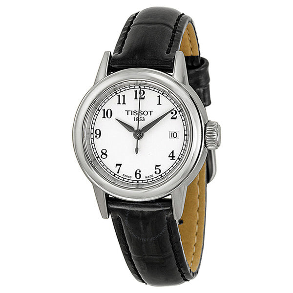 Tissot Carson White Dial Black Leather Ladies Watch T0852101601200 - The Watches Men & Co