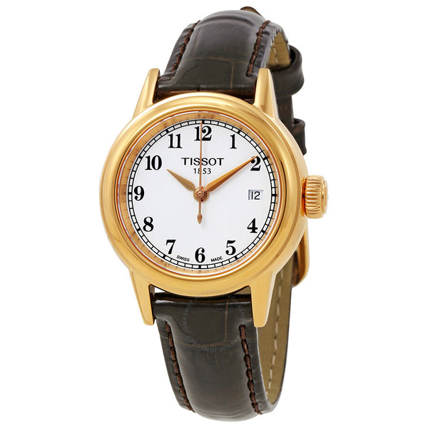Tissot Carson White Dial Brown Leather Ladies Watch T0852103601200 - The Watches Men & Co