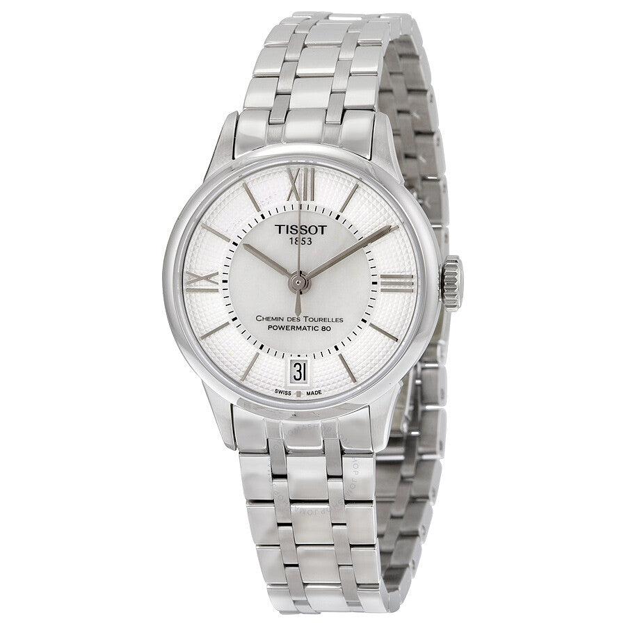Tissot Chemin Des Tourelles automatic ladies watch with silver dial and stainless steel bracelet