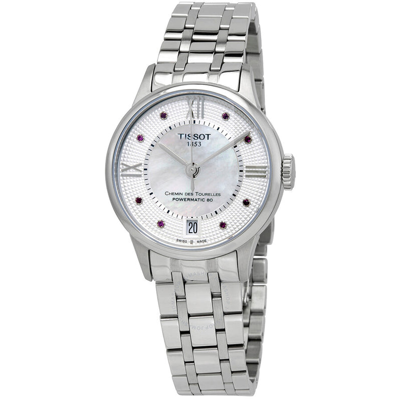 Tissot Chemin Des Tourelles White Mother of Pearl Rubies Dial Ladies Watch T099.207.11.113.00 - The Watches Men & Co