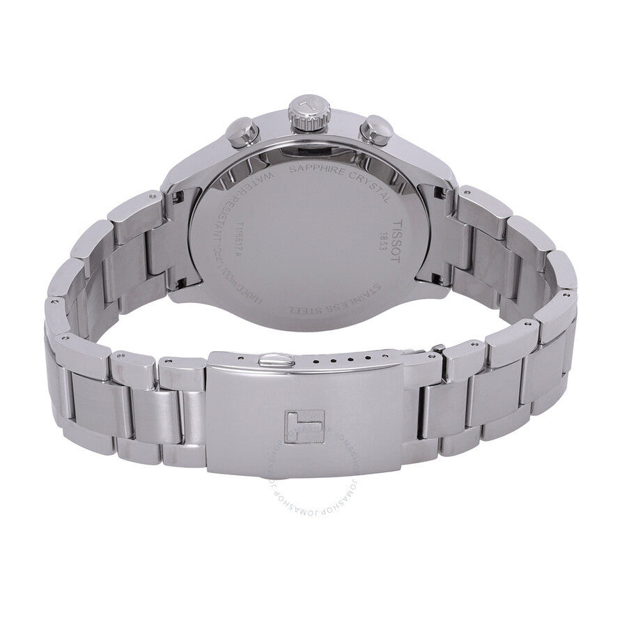 Tissot Chrono XL Classic caseback showing stainless steel with Tissot logo and specifications