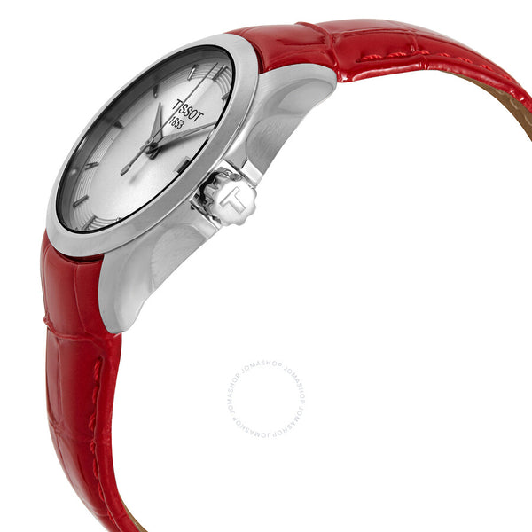 Tissot Couturier Quartz Silver Dial Red Leather Ladies Watch T035.210.16.031.01 - The Watches Men & Co #2