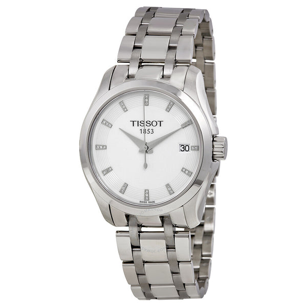 Tissot Couturier Silver Dial Diamond Markers Ladies Watch T0352101101600 - The Watches Men & Co