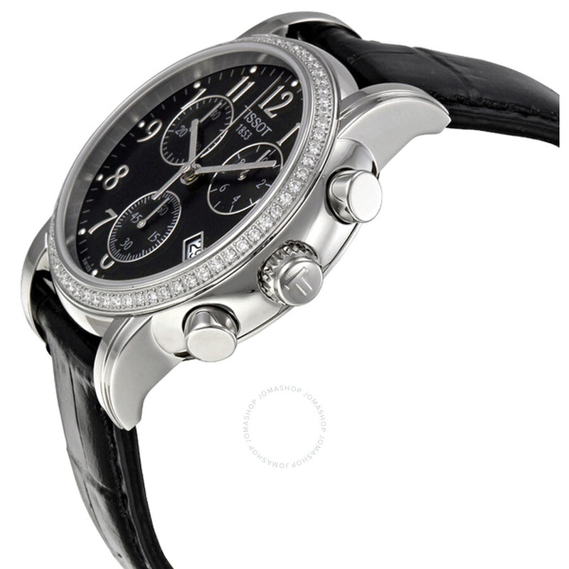 Tissot Dressport Chronograph Black Leather Ladies Watch T0502171605201 - The Watches Men & Co #2