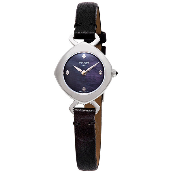Tissot Femini-T  Mother of Pearl Dial Ladies Black Leather Watch T113.109.16.126.00 - The Watches Men & Co