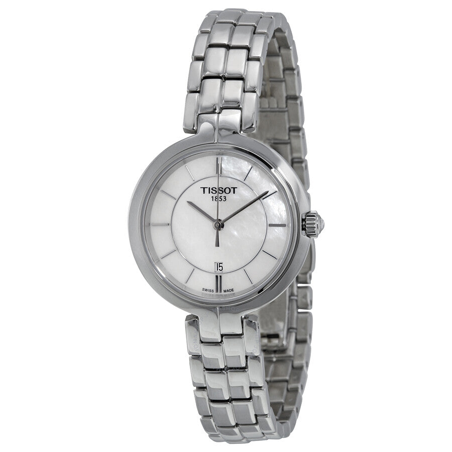 Tissot Flamingo ladies watch with mother-of-pearl dial and stainless steel bracelet