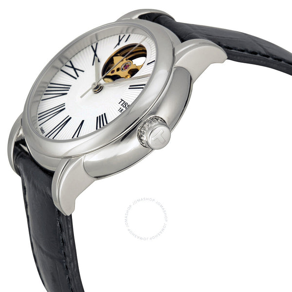 Tissot Lady Heart Silver Dial Automatic Black Leather Ladies Watch T050.207.16.033.00 - The Watches Men & Co #2