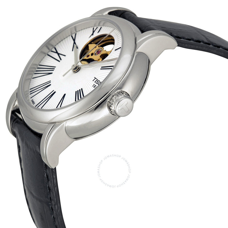 Tissot Lady Heart Silver Dial Automatic Black Leather Ladies Watch T050.207.16.033.00 - The Watches Men & Co #2