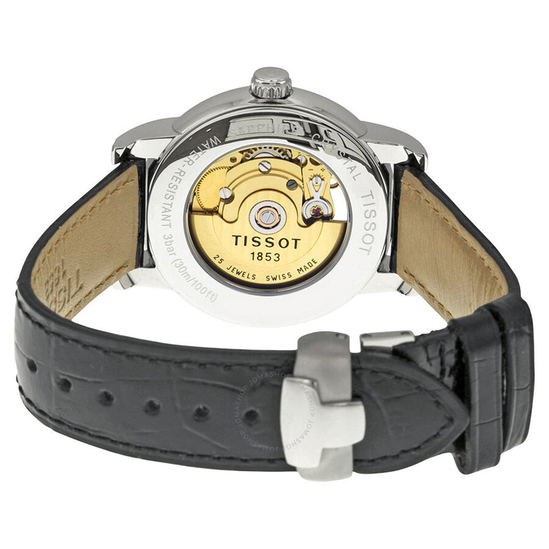 Tissot Lady Heart Silver Dial Automatic Black Leather Ladies Watch T050.207.16.033.00 - The Watches Men & Co #3