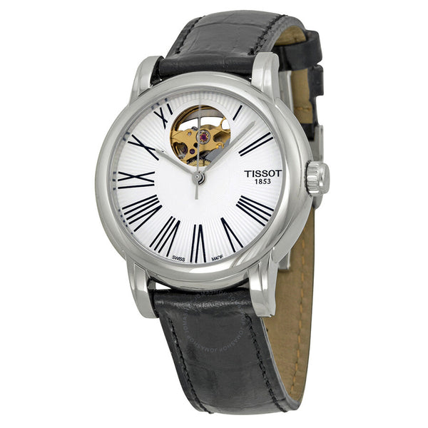 Tissot Lady Heart Silver Dial Automatic Black Leather Ladies Watch T050.207.16.033.00 - The Watches Men & Co