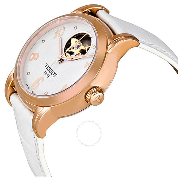 Tissot Lady Heart White Dial Automatic White Leather Ladies Watch T0502073601700 - The Watches Men & Co #2
