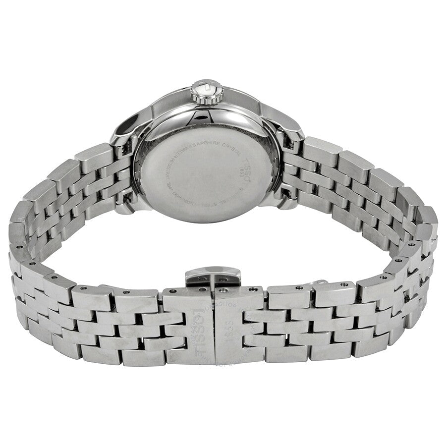 Tissot Le Locle ladies watch caseback showing stainless steel case and bracelet