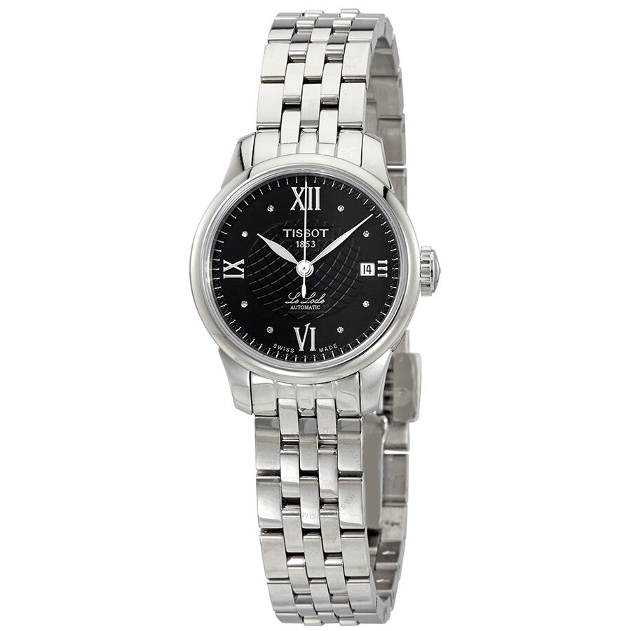Tissot Le Locle automatic ladies watch with black diamond dial and stainless steel bracelet