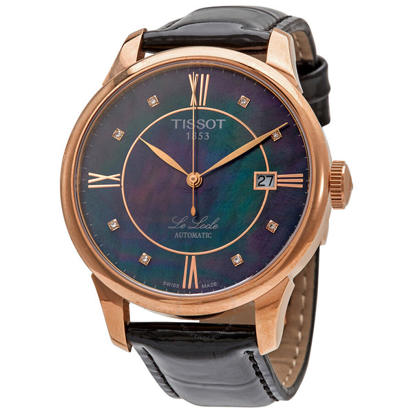 Tissot Le Locle Automatic Black Mother of Pearl Diamond Dial Men's Watch T41642396 - The Watches Men & Co