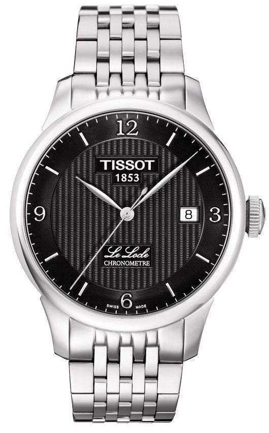 Tissot Le Locle Chronometre automatic men's watch with black dial and steel bracelet