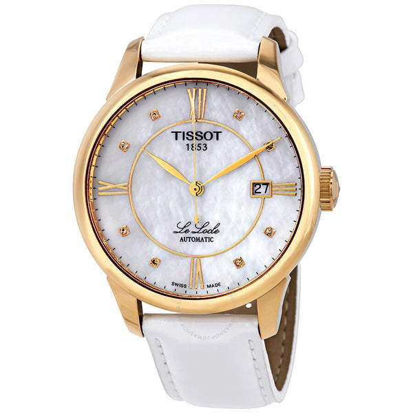 Tissot Le Locle Automatic Diamond Mother of Pearl Dial Ladies Watch T41.5.453.86 - The Watches Men & Co