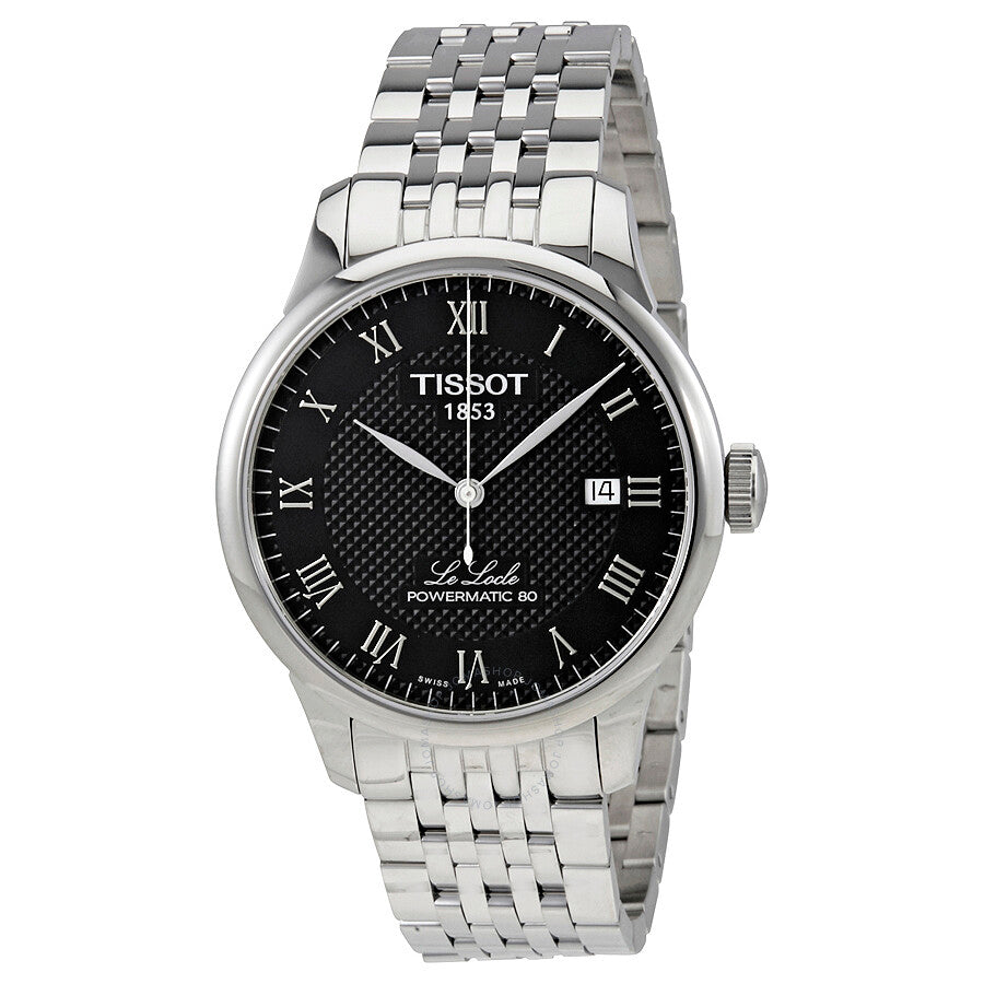 Tissot Le Locle Powermatic 80 automatic watch with black dial and Roman numerals
