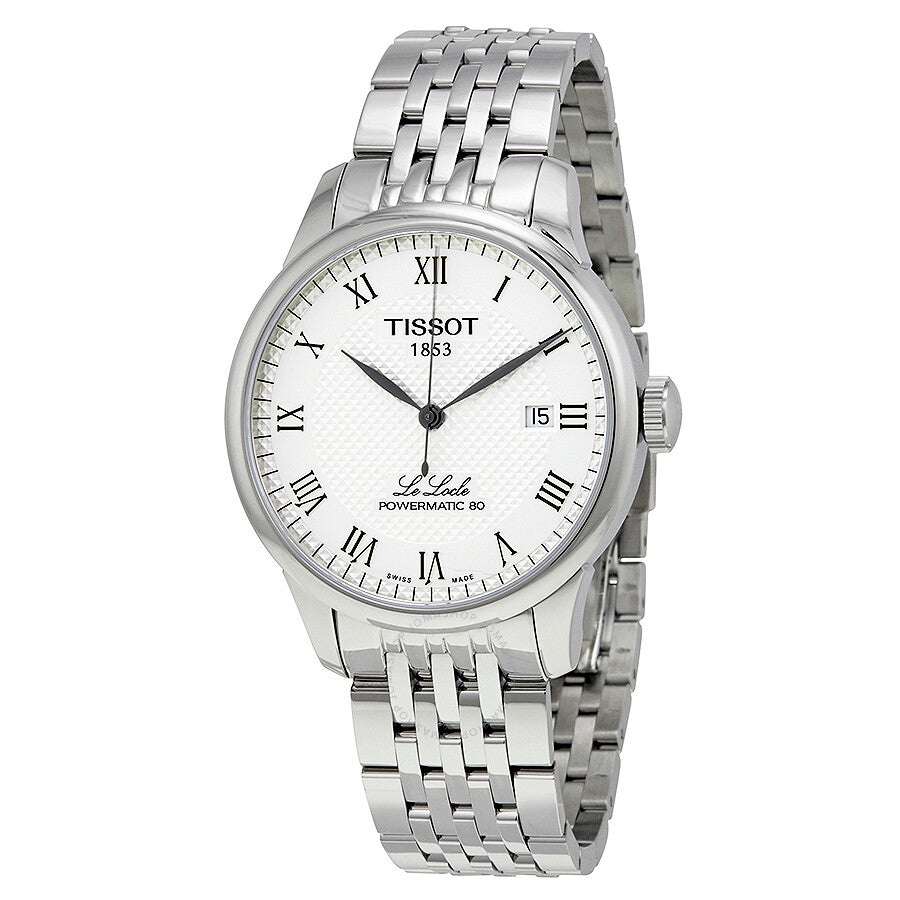 Tissot Le Locle Powermatic 80 automatic men's watch with white dial and Roman numeral markers