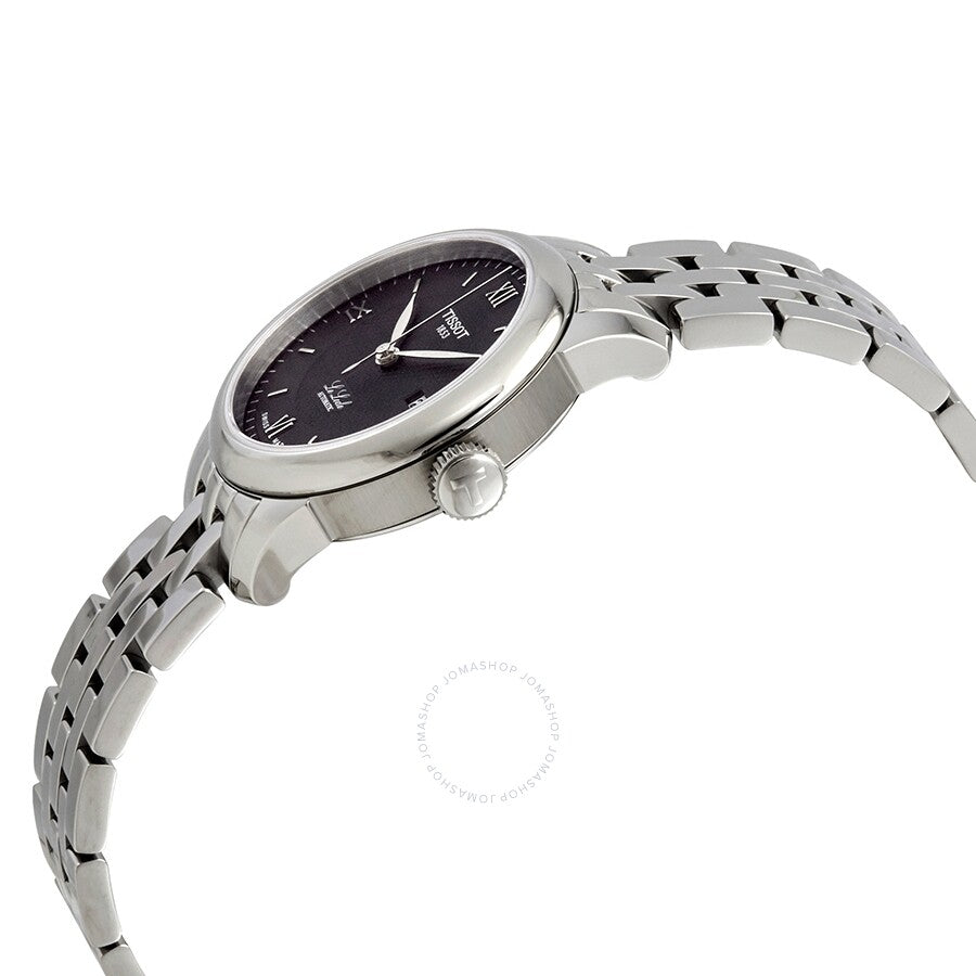 Tissot Le Locle ladies watch side view showing stainless steel bracelet profile