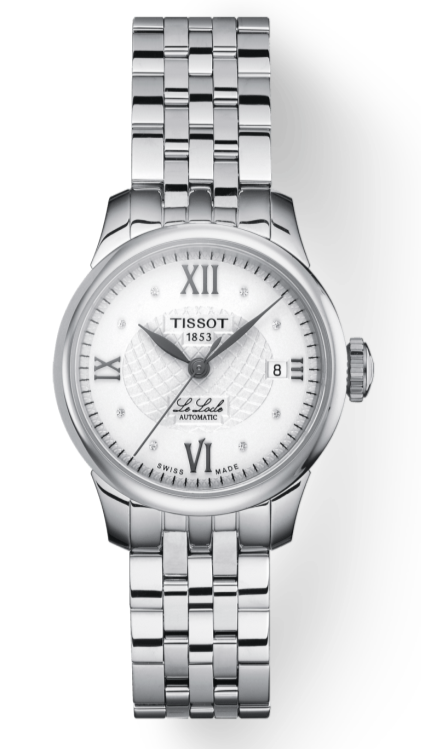 Tissot Le Locle Dia automatic women's watch with white dial and stainless steel bracelet