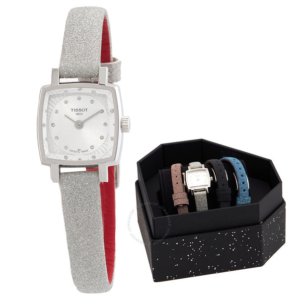 Tissot Lovely Square Festive Kit Quartz Diamond Silver Dial Ladies Watch T0581091703602 - The Watches Men & Co