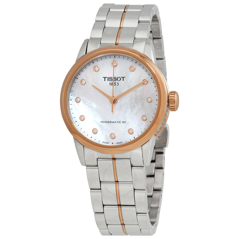 Tissot Luxury Automatic Diamond White Mother of Pearl Dial Ladies Watch T086.207.22.116.00 - The Watches Men & Co