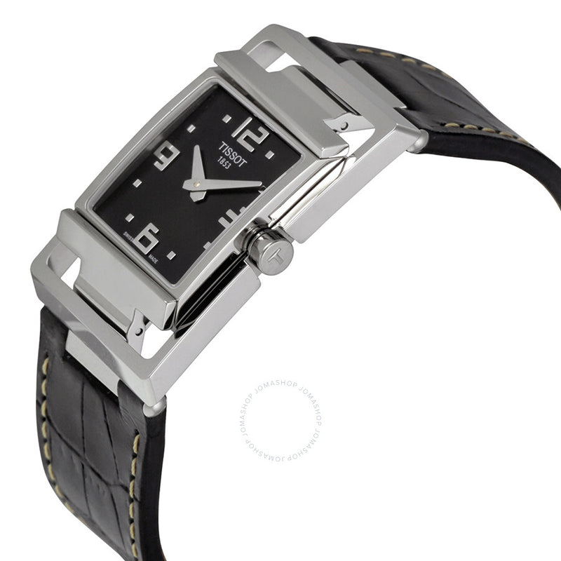 Tissot My-T Open Black Dial Black Leather Ladies Watch T032.309.16.057.00 - The Watches Men & Co #2