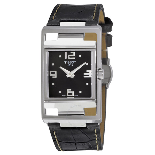 Tissot My-T Open Black Dial Black Leather Ladies Watch T032.309.16.057.00 - The Watches Men & Co