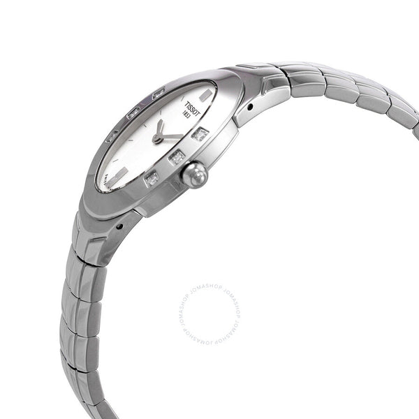 Tissot Oval-T Quartz Diamond Silver Dial Ladies Watch T47.1.485.31 - The Watches Men & Co #2