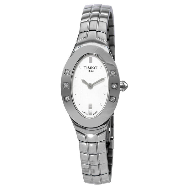 Tissot Oval-T Quartz Diamond Silver Dial Ladies Watch T47.1.485.31 - The Watches Men & Co