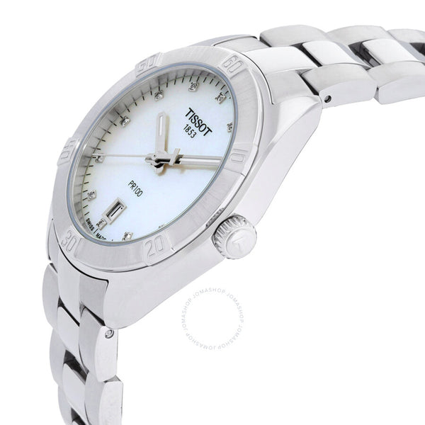 Tissot PR 100 Sport Chic Quartz Diamond White Mother of Pearl Dial Ladies Watch T101.910.11.116.00 - The Watches Men & Co #2