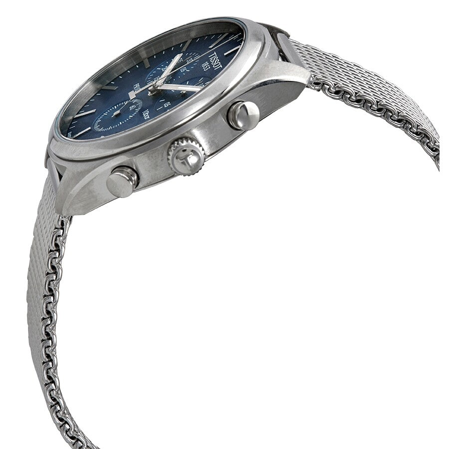 Tissot PR 100 Chronograph side angle view showing case profile and chronograph pushers
