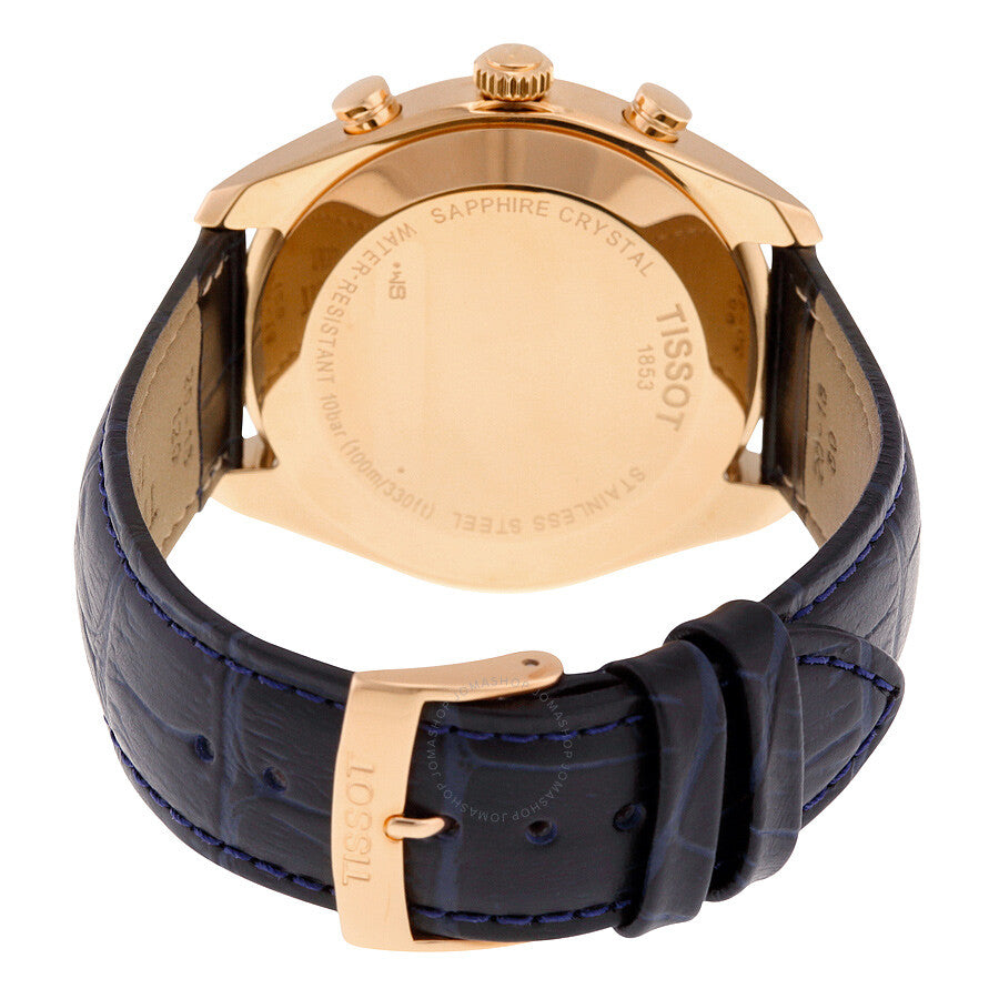 Tissot PR100 Chronograph caseback with engraving and sapphire crystal display