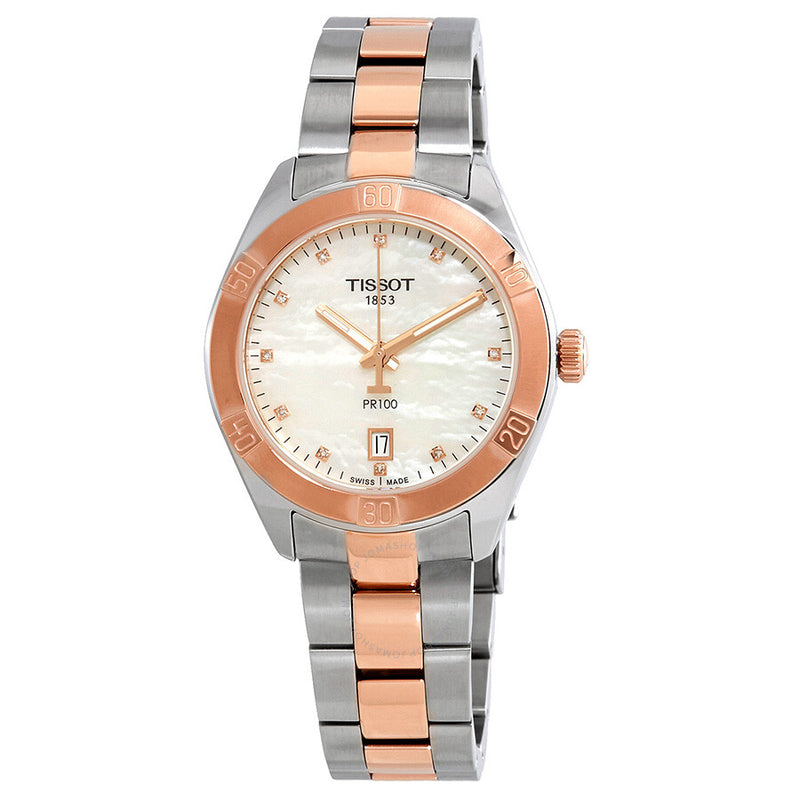 Tissot PR100 Diamond White Mother of Pearl Dial Ladies Watch T101.910.22.116.00 - The Watches Men & Co