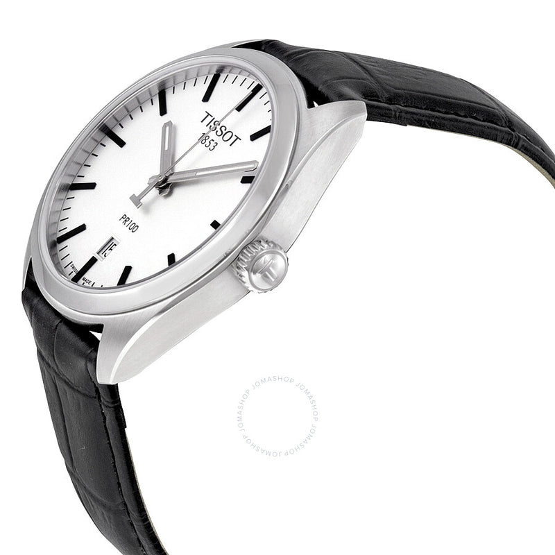 Tissot PR100 Silver Dial Black Leather Men's Watch T1014101603100 - The Watches Men & Co #2
