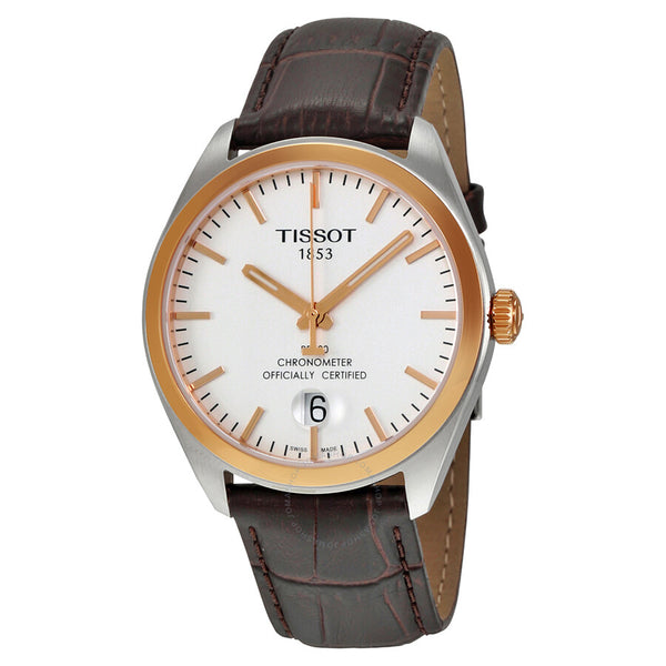 Tissot PR100 Silver Dial Brown Leather Men's Watch T1014512603100 - The Watches Men & Co