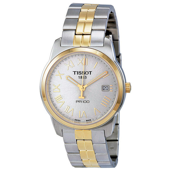 Tissot PR100 Silver Dial Two-Tone Stainless Steel Men's Watch T0494102203301 - The Watches Men & Co