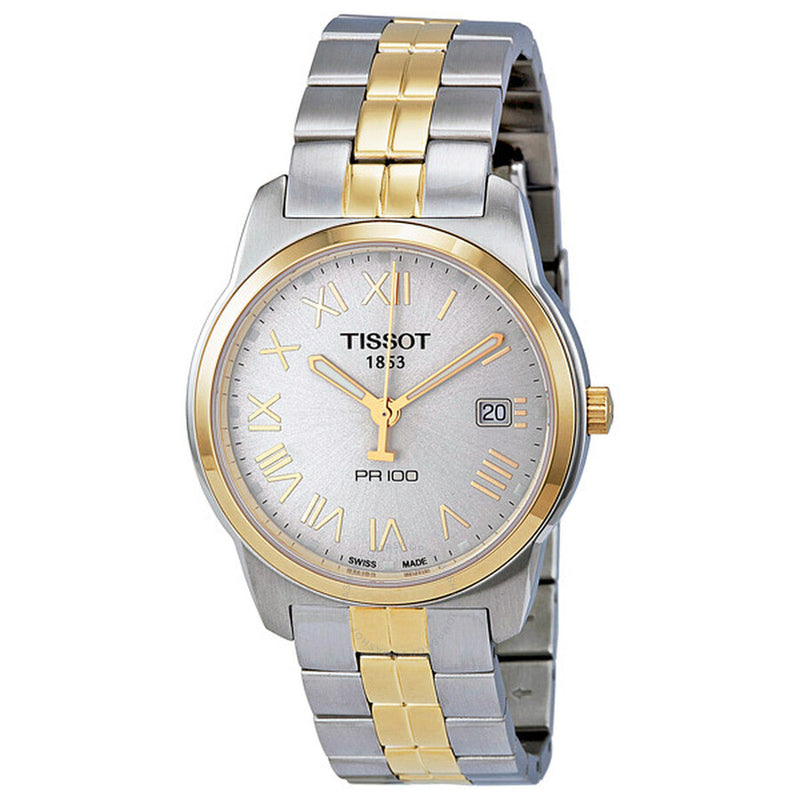 Tissot PR100 Silver Dial Two-Tone Stainless Steel Men's Watch T0494102203301 - The Watches Men & Co