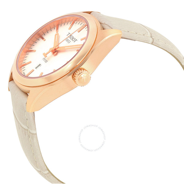 Tissot PR100 Silver Dial White Leather Ladies Watch T101.210.36.031.00 - The Watches Men & Co #2