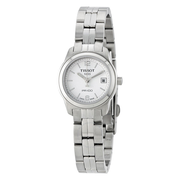 Tissot PR100 White Dial Stainless Steel Ladies Watch T0492101101700 - The Watches Men & Co