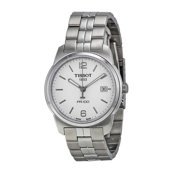 Tissot PR100 White Dial Stainless Steel Men's Watch T0494101101700 - The Watches Men & Co