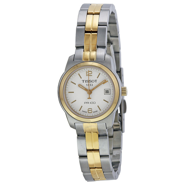 Tissot PR100 White Dial Two-tone Ladies Watch T0492102201700 - The Watches Men & Co