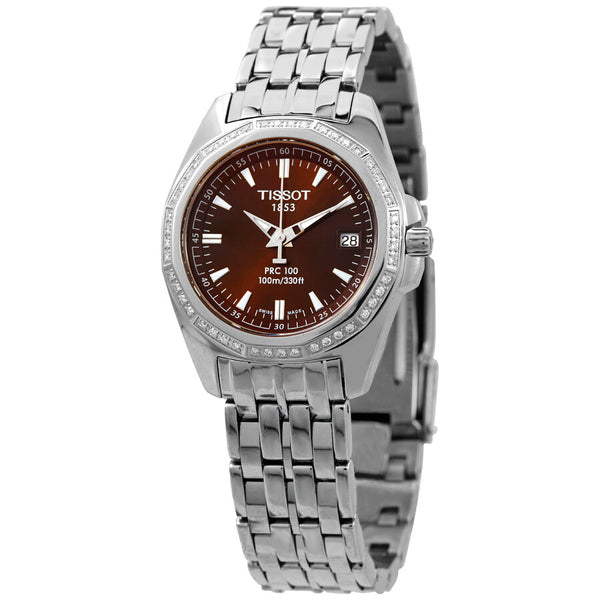Tissot PRC 100 Chronograph Quartz Brown Dial Ladies Watch T22.1.181.11 - The Watches Men & Co